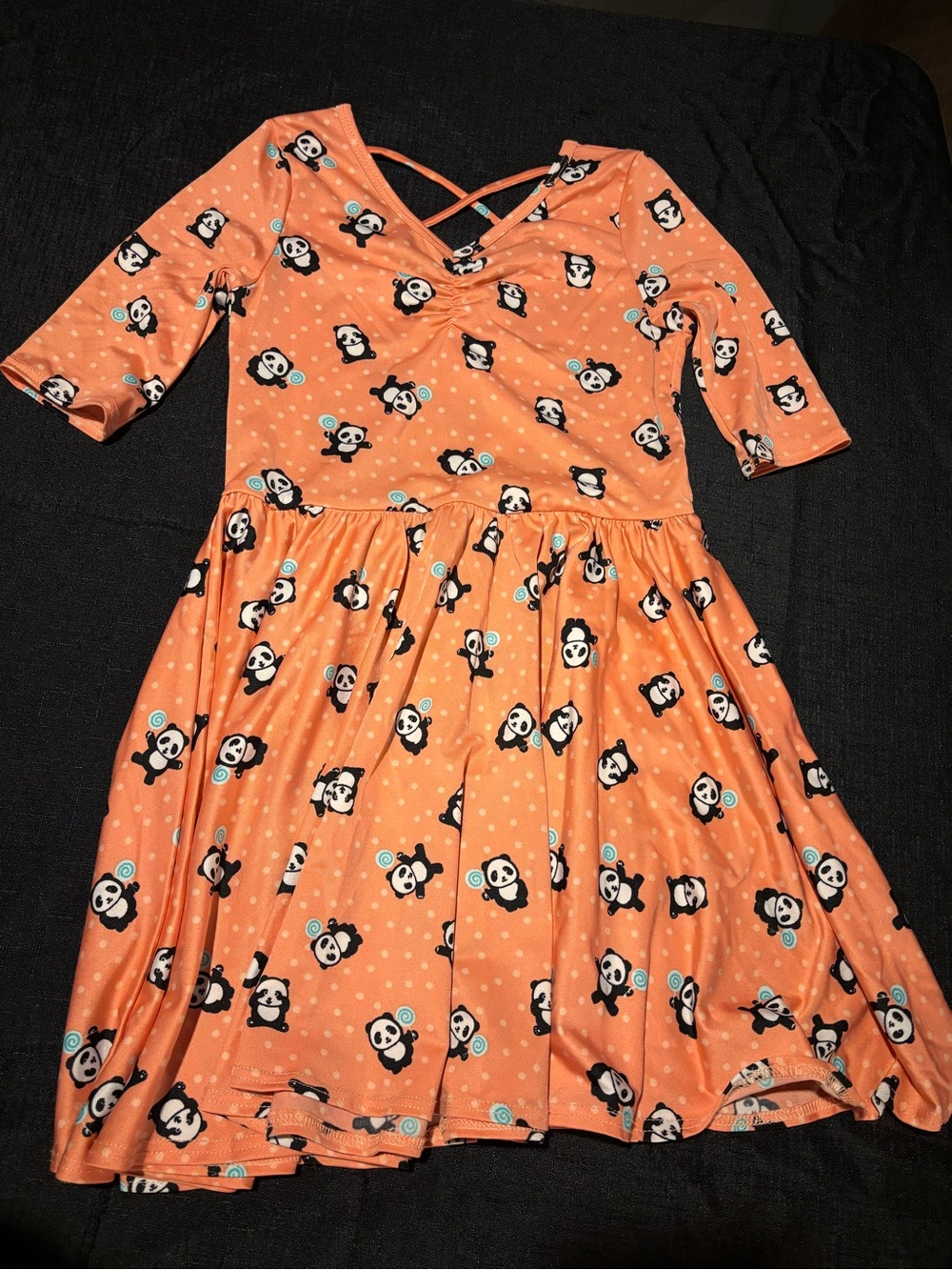 Dot Dot Smile Orange Panda Print Twirl Dress